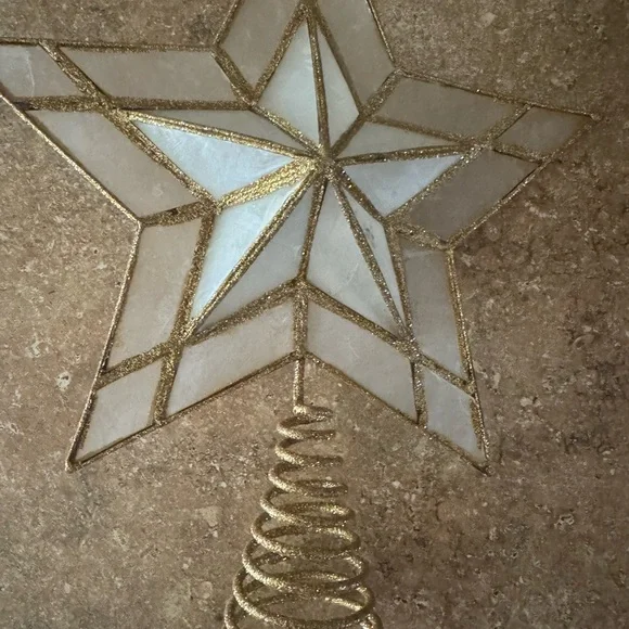 Star Christmas Tree Topper Gold And White 12” - Picture 2 of 4